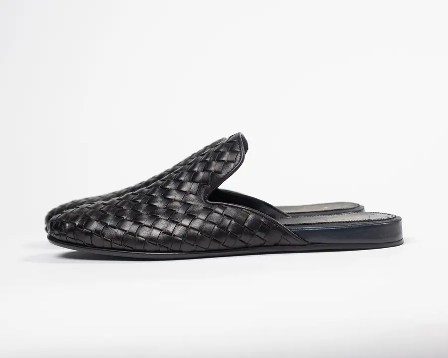 Woven Basket Half Shoe — Navy Blue